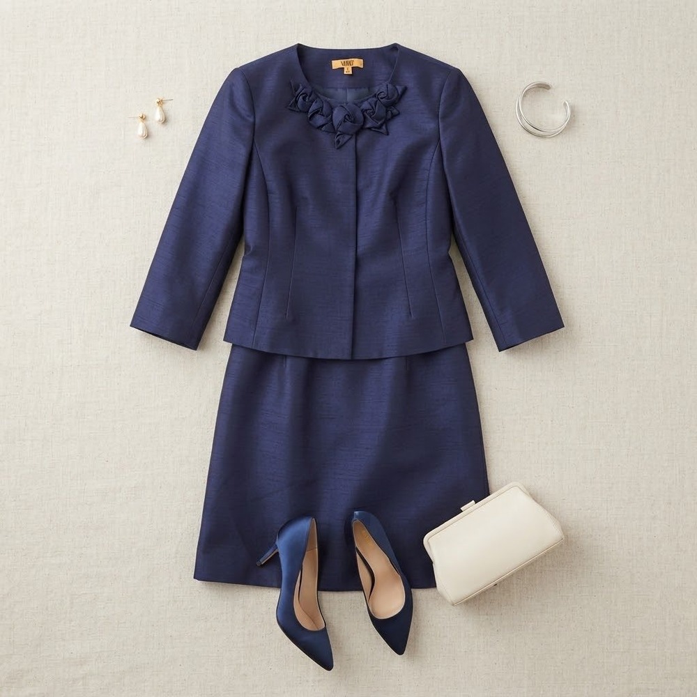 DEAD STOCK NWT 80s 90s Kasper Vintage Navy Jacket & Skirt Set 12 Wedding Mother
